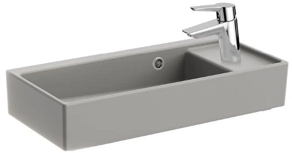 VitrA 7406B076-0029 ArchiPlan Tezgah Üstü Sağ Armatür Delikli Lavabo 60cm,Mat Taş Gri.